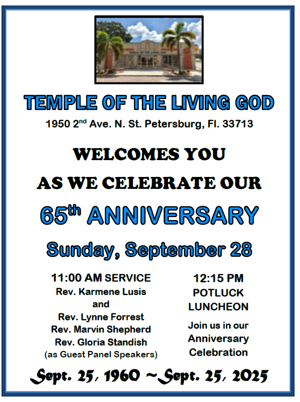 Temple’s 65th Anniversary Celebration & Potluck!