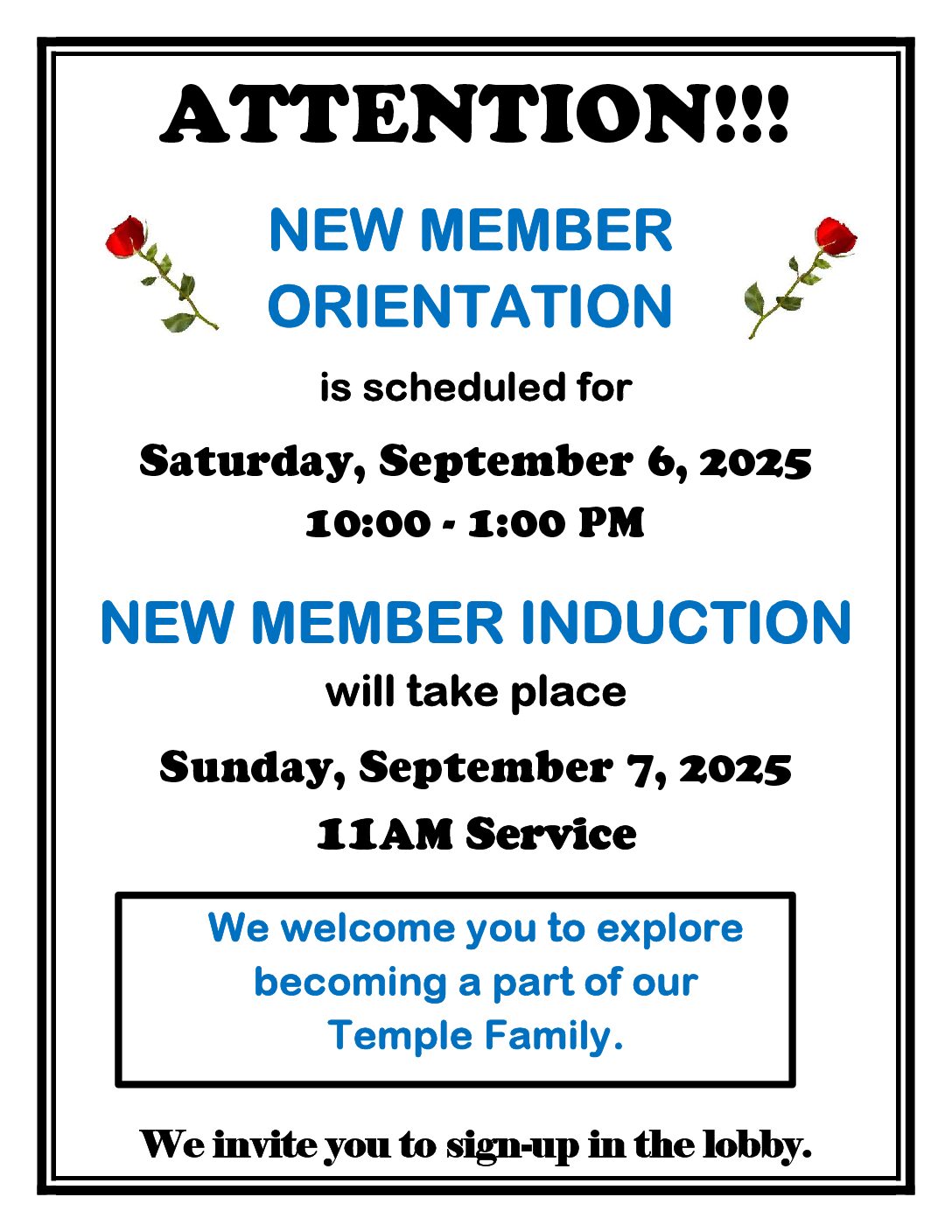 NEW Member INDUCTION