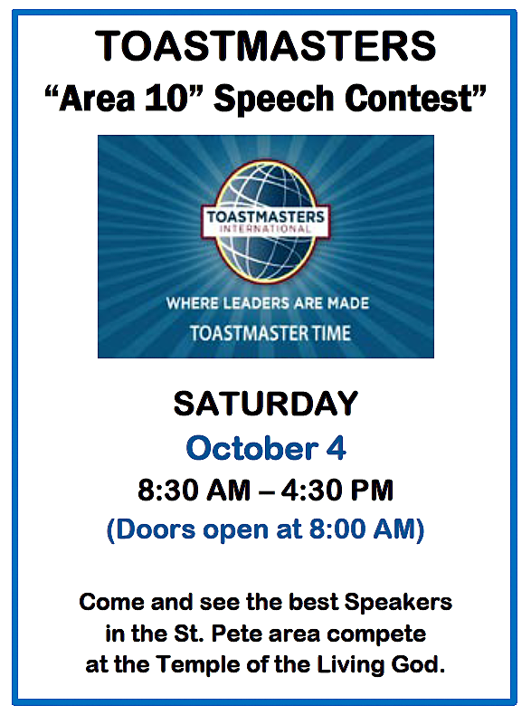 TOASTMASTERS “Area 10” Speech Contest”
