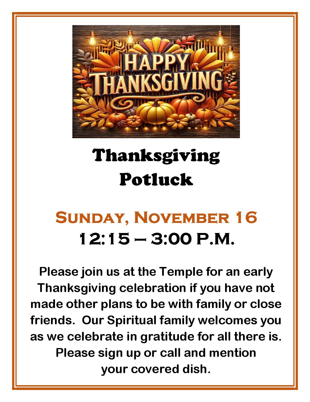 Thanksgiving day potluck