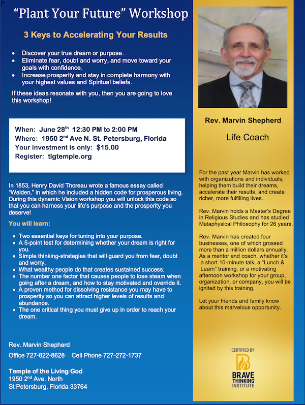 Plant Your Future Workshop with Rev. Marvin Shepherd